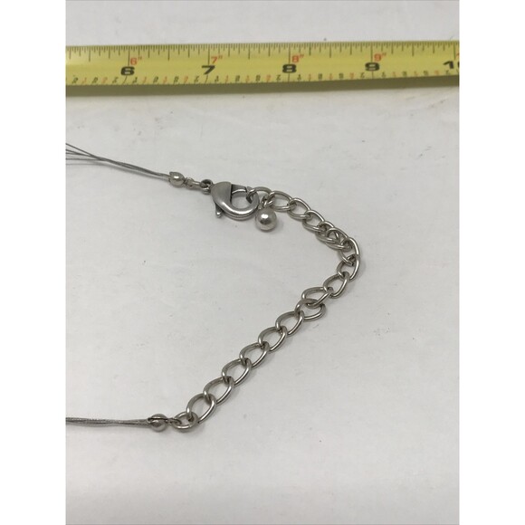 CHICO'S Necklace Silver Tone Beads Flower Floral Embossed Floating - Picture 7 of 12